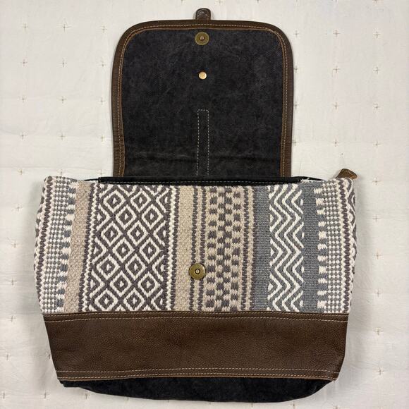 Myra Straight Forward Backpack Bag Cowhide Leather Brown Gray Western Boho main image 6